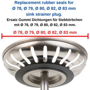 Joix de lavette de joint en caoutchouc de 5pcs pour Franke Basket Écraser POUR POUR 78 79 80 82 83 mm Évier de cuisine Drain joint en caoutchouc joint en caoutchouc joint