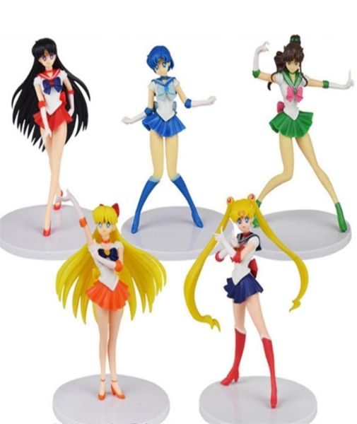 5pcs Sailor Girl Action Figures Modèle jouet tsukino usagi tuxedo masque collection décoration décoration décoration cartoon Doll cadeau 2207022513157