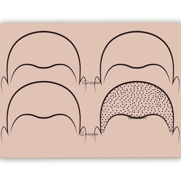 5 pièces peau de pratique de tatouage du cuir chevelu des deux côtés pré-dessiné conception de la ligne des cheveux coussin en silicone pour la technique de micropigmentation du cuir chevelu SMP 240103