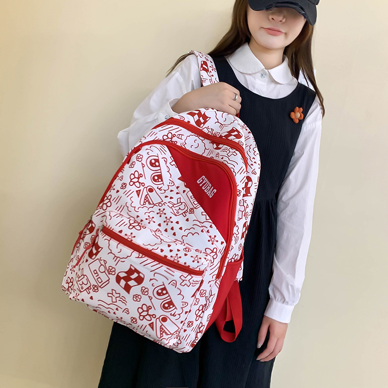 5pcs szkolne torby studenckie nylonowe kreskówki nadruki o dużej pojemności solidnej torby plecakowej