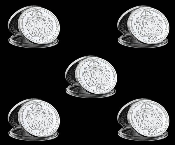 5pcs Scottsdale Mint Omnia Paratus Craft 1 Troy Oz Collection de pièces plaquées en argent avec capsule en acrylique dur1381985