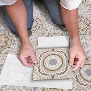 5 stks zelfklevende retro patroon tegels sticker voor keuken badkamer vloer slijtvast waterdicht mat oppervlak kunst muurstickers 240112