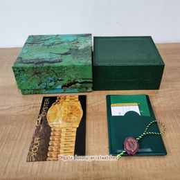 Boîtes de montre vertes de haute qualité, boîte originale en bois pour Oyster Perpetual 126710 116500 126600 114300 1267275r 5 pièces