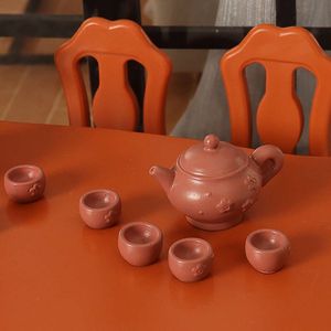 5pcs / set 1/12 Dollhouse Miniature Teapot avec tasses Set Modèle Accessoires de cuisine pour Doll House Décor Kids Kid Freend Play Toys
