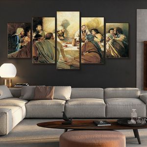 5stcs Set Abstract The Laster Supper Canvas Painting Figuur Posters en prints Wall Art Pictures for Living Room Home Decoratie