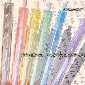 5pcs / ensemble créatif mignon transparent en plastique en plastique cristallin stylo kawaii sèche rapide capture neutre journal de la papeterie