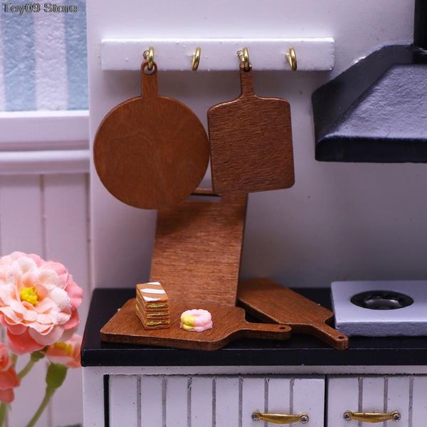 5pcs / set Doll House Miniature Wood Cutting Board / plateau mini modèle de meubles ensembles DIY Dolls House Decor Shooting Scene