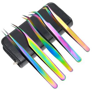 5 stks/set Wimperverlenging Pincet Lash Applicator Tool Roestvrij Gebogen Recht Voor Wimper valse Clip Make-Up Nail Art Tool 240123