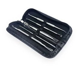 5 stks / set Gezichtsverzorging Roestvrij staal Huidverwijderaar Kit Blauwharig Smemish Acne Pimple Extractor Tool Huid Cleanser