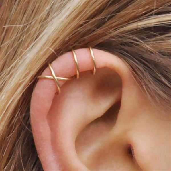 5 pièces ensemble mode oreille manchettes feuille d'or oreille manchette Clip boucles d'oreilles pour les femmes grimpeurs pas de Piercing faux Cartilage boucle d'oreille290S