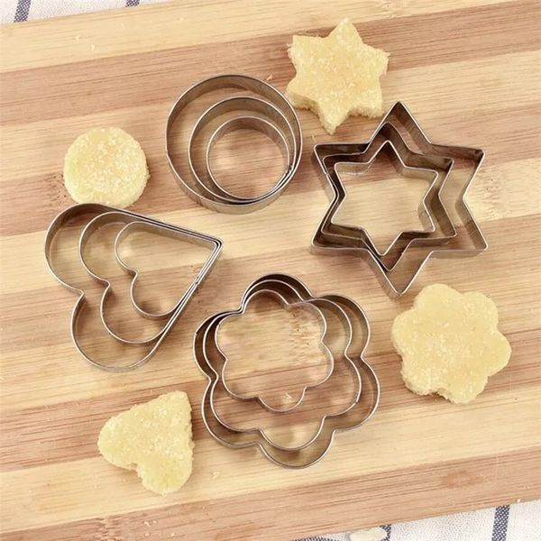 5pcs/set geométrico estrella corazón flor de galleta cortadora de acero inoxidable molde de huevo estampilla para galletas de diy