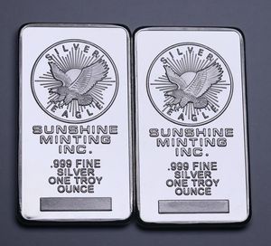 5pcs/set Gifts 1 oz Sunshine Minting Silver Bar American Silver Bullion No Magnetic silvering Bar.cx