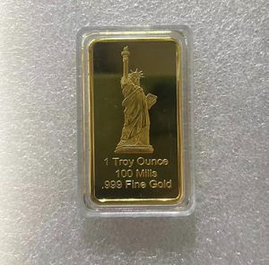 5 -stcs/set geschenken US Totem Freedom Eagle rechthoekig Gold Gold Bar USA Statue of Liberty Metal Token Memorial Bullion Bar Collection.CX