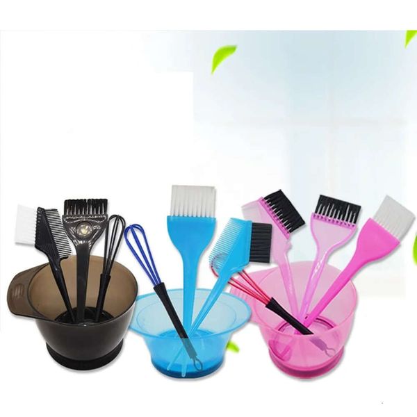 5pcs/set Camino de color de cabello Juego de tazón con tapas para orejas Mezcladora de peinado para peluquería