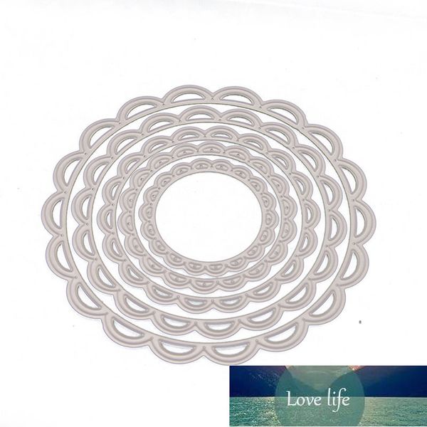 5 pièces/ensemble dentelle cercle matrices de découpe en acier au carbone métal matrices de découpe Scrapbooking décoratif papier cartes modèle 10.9 cm x 10.7 cm