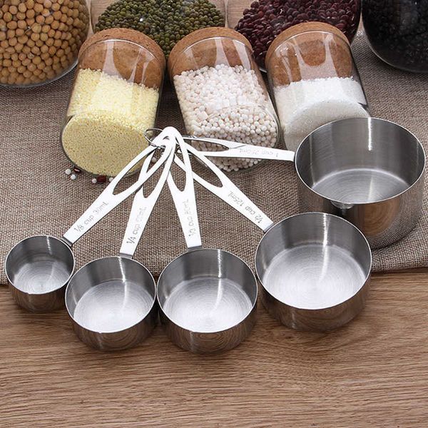 Juego de 5 cucharas medidoras, cuchara de acero inoxidable, cuchara para café en polvo, utensilios de cocina duraderos para hornear, bilancia da cucina 210615