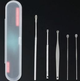 5 Pz / set Pick Spoon Ear Wax Removal Cleaner Cura dell'orecchio Strumenti di bellezza Multifunzione Portable Ear Pick Strumenti di bellezza Kit con scatola C166