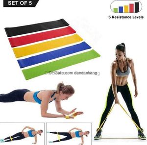 5 STKS Set Weerstand Band fitness 5 Niveaus Latex Gym Krachttraining Rubber Loops Bands Fitnessapparatuur Sport yoga riemlussen met tas