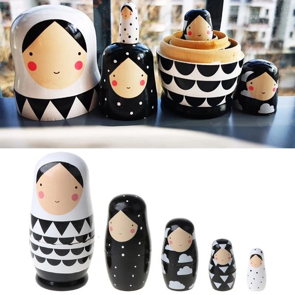 5 pièces ensemble poupées gigognes russes poupée Matryoshka en bois peint à la main poupées empilables jouets pour enfants 240125