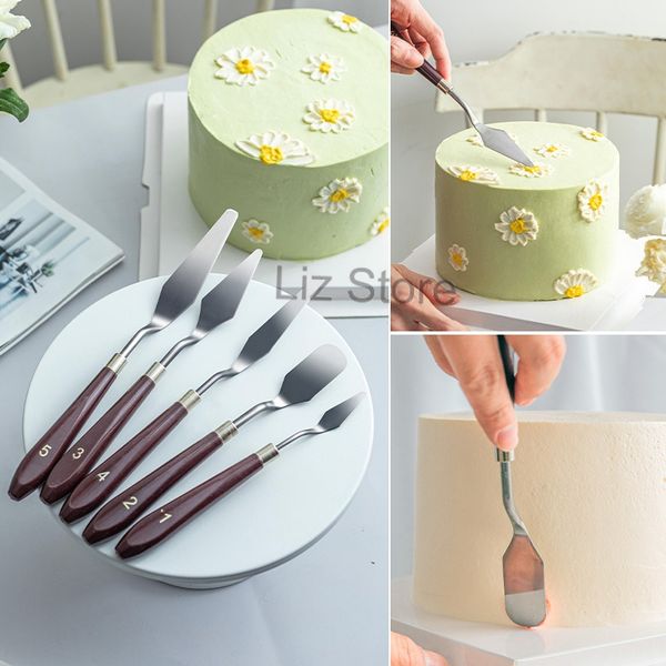 5 pièces/ensemble en acier inoxydable cuisson spatule pâtisserie mélange grattoir outil cuisine pain crème confiture spatules gâteau pâtisserie peinture pelle TH0795