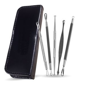 5 stks / set Roestvrijstalen Blackhead Remover Whitehead Comedone Acne Puistje Bememish Needle Extractor Remover Face Care Tool door DHL