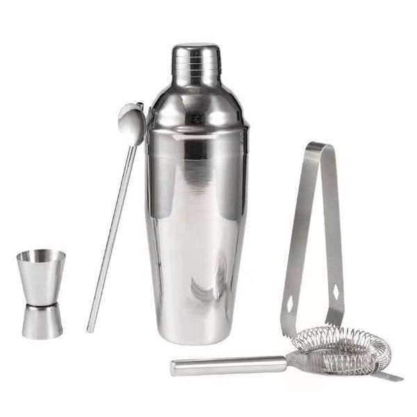 Juego de 5 cocteleras de acero inoxidable, herramientas para Bar, bebidas mixtas, Clips para colador de hielo, 350ml, 550ml, 750ml