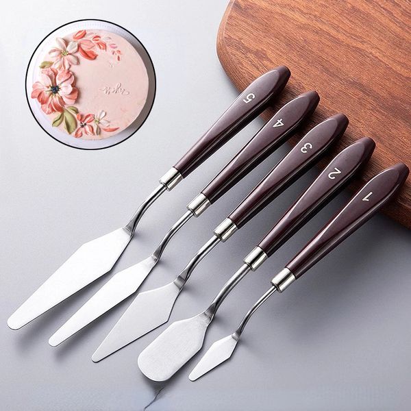 5 pièces/ensemble acier inoxydable pâtisserie spatule beurre crème glaçage glaçage couteau plus lisse cuisine pâtisserie gâteau décoration outils 0616