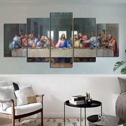 5 -stcs zetten het laatste avondmaal canvas schilderen Beroemde posters en prints Wall Art Foto voor keuken eetkamer Home Decor