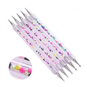 5pcs / set UV Gel Peinture Dessin Nail Art Dotting Pen Acrylique Caviar 2 Voies Brosse Salon Décorations Manucure Outils Kit F1676 Swccn