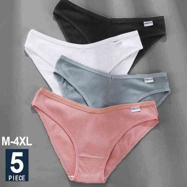 5pcs / set femmes culottes coton sous-vêtements femme culottes couleur unie sous-vêtements sexy lingerie pantys pour femme slips intimes 211222