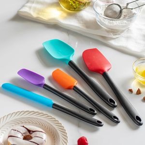 5-stks siliconen spatel set anti-aanbak hittebestendige spatulas turner voor het koken van bakgereedschap met bakgereedschap met haak