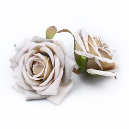 5pcs rosas de seda de seda de boda retro flores falsas plantas artificiales broche broche scrapbooking decoración de casa navideña barata
