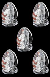 5 stks Zilver Souvenir Craft Badge Grote Zegel Vrijheidsbeeld In God We Vertrouwen 1 oz Plated Collectie Coin7974657