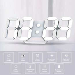5pcs horloge de mur à LED simple 3D Récit d'alarme numérique 2023 Table d'horloge Temps / date / température Nightlight Display chambre