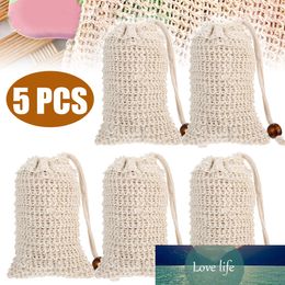 5 stks Soap Saver Tas Natuurlijke Sisal Douche Exfoliator Spons Pouch Comfortabele Blister Mesh zeep Saver Bag Schuimen Net