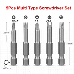 5 stuks speciale schroevendraaier set 50 mm driehoekige kop boren 1/4 inch schacht Y U-vormige voor power handgereedschap