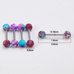 5 -stcs spuitverf acryl tong piercing barbell tepel ring chirurgische stalen staal kleurrijke tongring houdaarstudie sieraden 14g