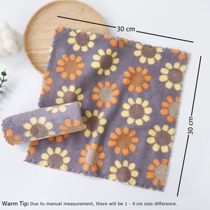 5pcs serviette carrée absorbante douce serviettes à main petite ménage de salle de bain à fleurs imprimées serviette de salle de bains à rag