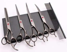 5pcs costume 7quot 440c Logo personnalisé Professional Hair Hairdressing Ciseaux Peigne Couture Cishinning Scissor Updown Curv4723749