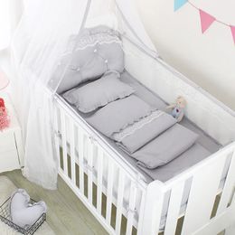 5 -stks zomer ademend babybed mesh bumper baby bed hek noordse babywieg bedding set slaapkamer decoratie babykamer product 231221