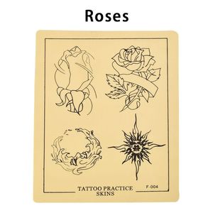 2 stks Tattoo Practice Skin Soft Rose Flower Pattern Geborduurd Body Art Tool voor Permanente Make Naald Machine Supply Beginner