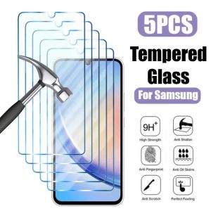 Verre trempée de 5pcs pour Samsung Galaxy A14 A54 A53 A13 A33 A34 A52S 5G Protecteur d'écran pour Samsung A52 A73 A21S A51 A72 Verre