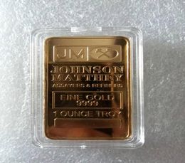 5PCS De niet -magnetische Johnson Matthe Gift JM Silver Gold Ploated Bullion Souvenir Coin Bar met verschillende laserserienummer7071352
