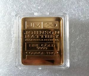 5 stcs de niet -magnetische Johnson Matthe Gift JM Silver Gold Ploated Bullion Souvenir Coin Bar met verschillende laserserienummer9224004