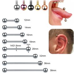 5 -stcs tong piercings externe schroefdraad 14G industriële barbellringen lengua tepelbalk oor tragus pirsing 1238mm 240429