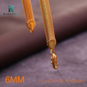 5 piezas de moda de hombres modernos Collar de sadasa de oro de 6 mm de 6 mm Collar de serpiente de 16-30 pulgadas Joyas flexibles Cadenas de espuma de espiga collar italiano Precio de fábrica