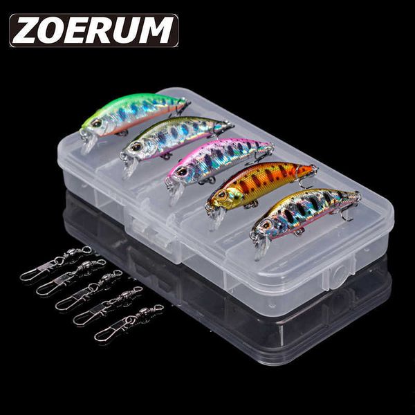 5pcs truite pêche leurre ensembles appâts wobblers ensemble artificiel 5g 55mm Pesca Minnow naufrage Japon DW63 Crankbait Mini leurres durs 210622