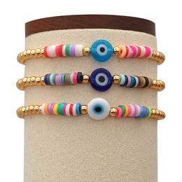 5 stks, Turks voor vrouwen Pulseras Griekse oog sieraden gouden bal kralen hoge kwaliteit polymeer klei armband