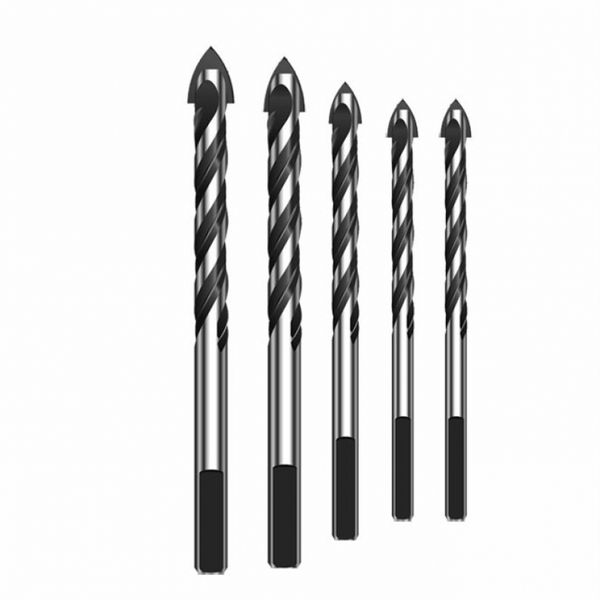 Bites de forage Tungstten en carbure de 5pcs Tournet Tungstten Triangle Bit de perceuse pour brique en verre en plastique en plastique Tile en béton maçonnerie