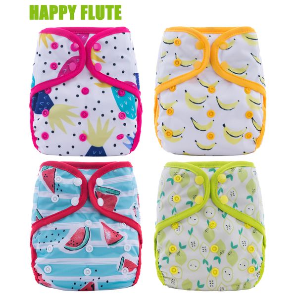 5 uds U Pick Happy Flute pañal cubierta un tamaño pañal de tela PUL transpirable reutilizable pañal cubre para bebé Fit 8-35 libras 210312